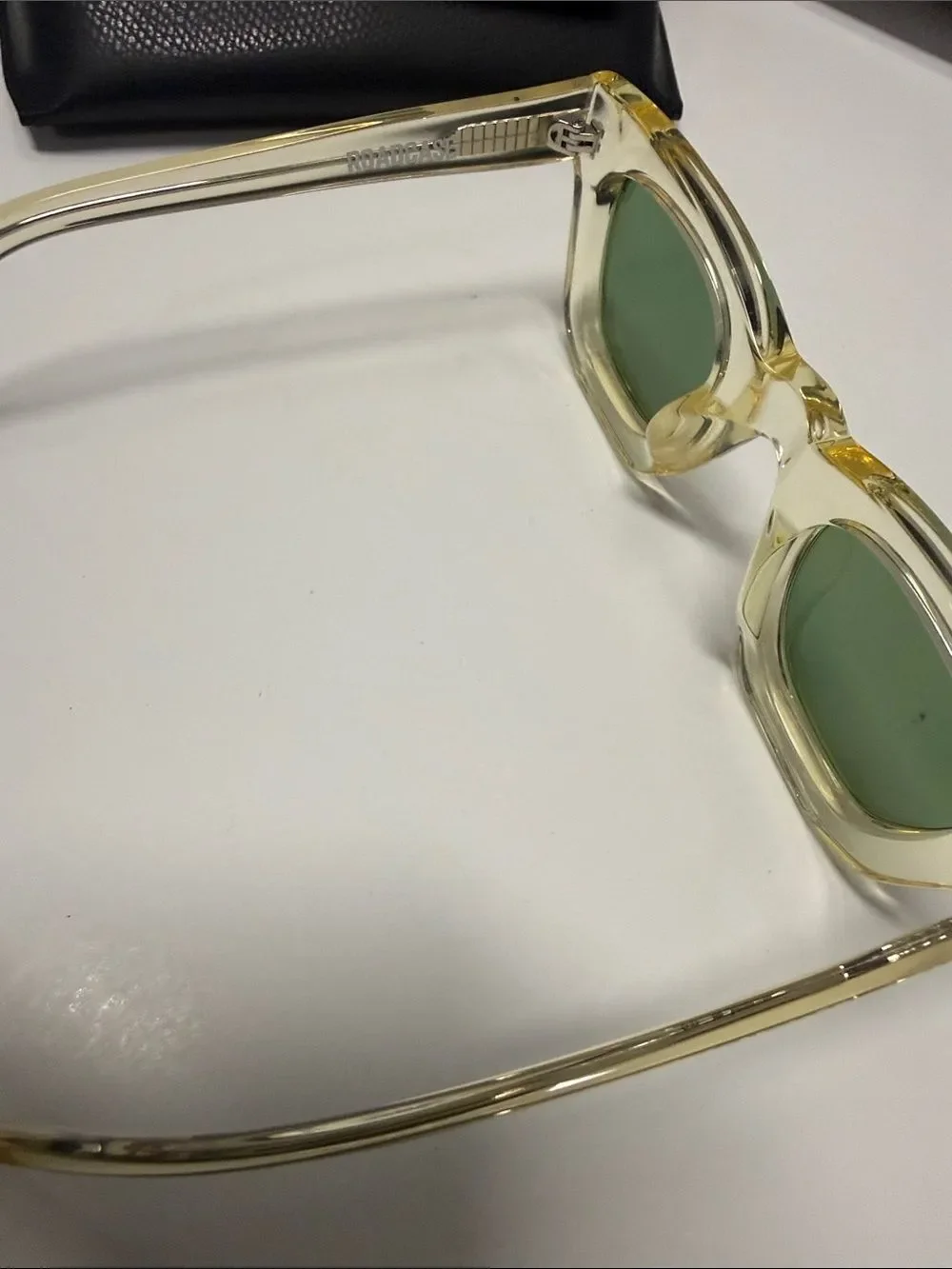 Yellow Transparent Frame Sunglasses with Green Lenses STRATA - BRAND NEW